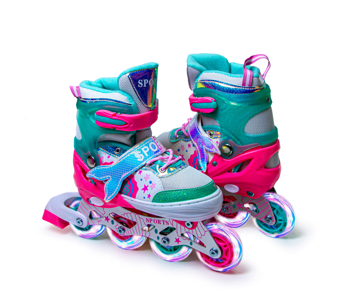 Mermaid Adjustable Inline Skates for Girls – Multicolour | Light-Up Wheels | Scale Sports