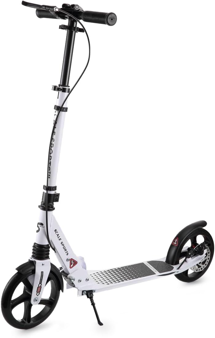 Scale Sports - Folding Kick Scooter for Adults | White