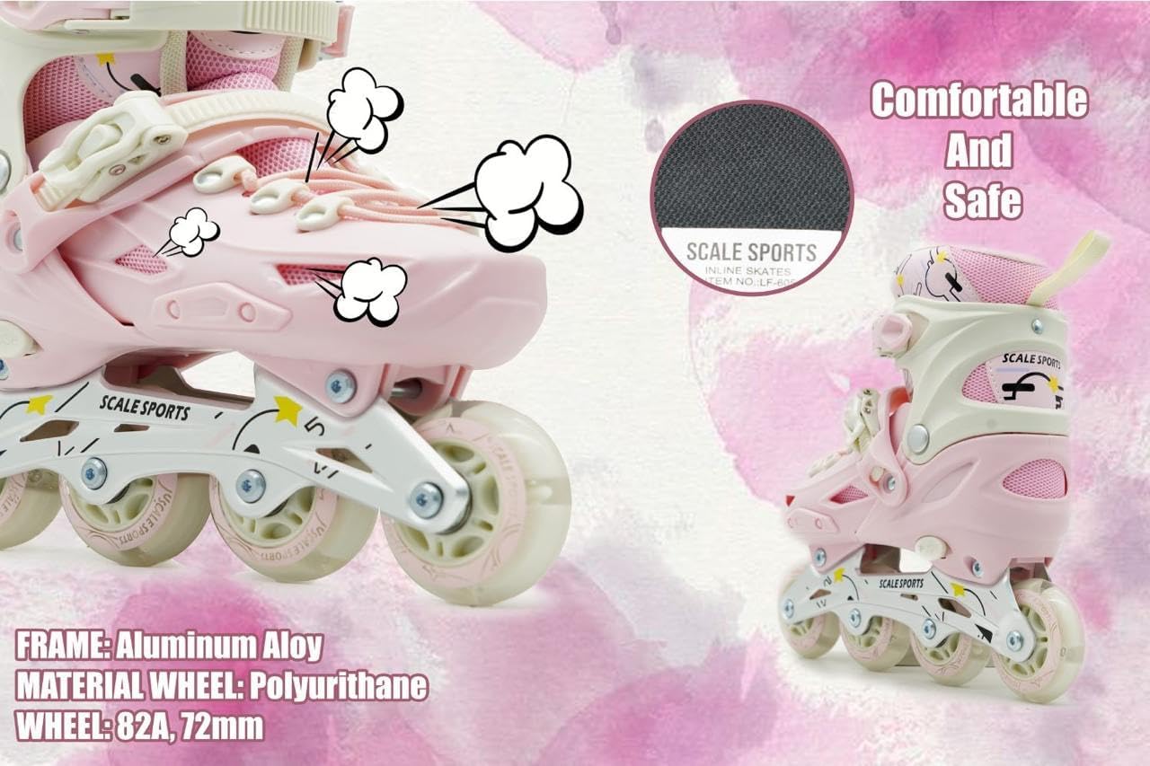 Scale Sports Adjustable Roller Skates with Light-Up Wheels | Pink
