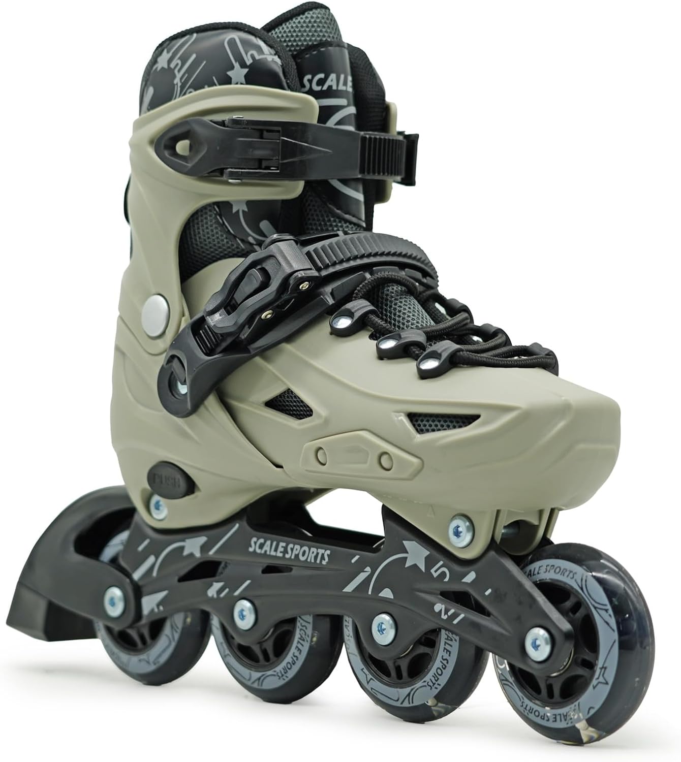 Scale Sports Adjustable Roller Skates with Light-Up Wheels | Gray