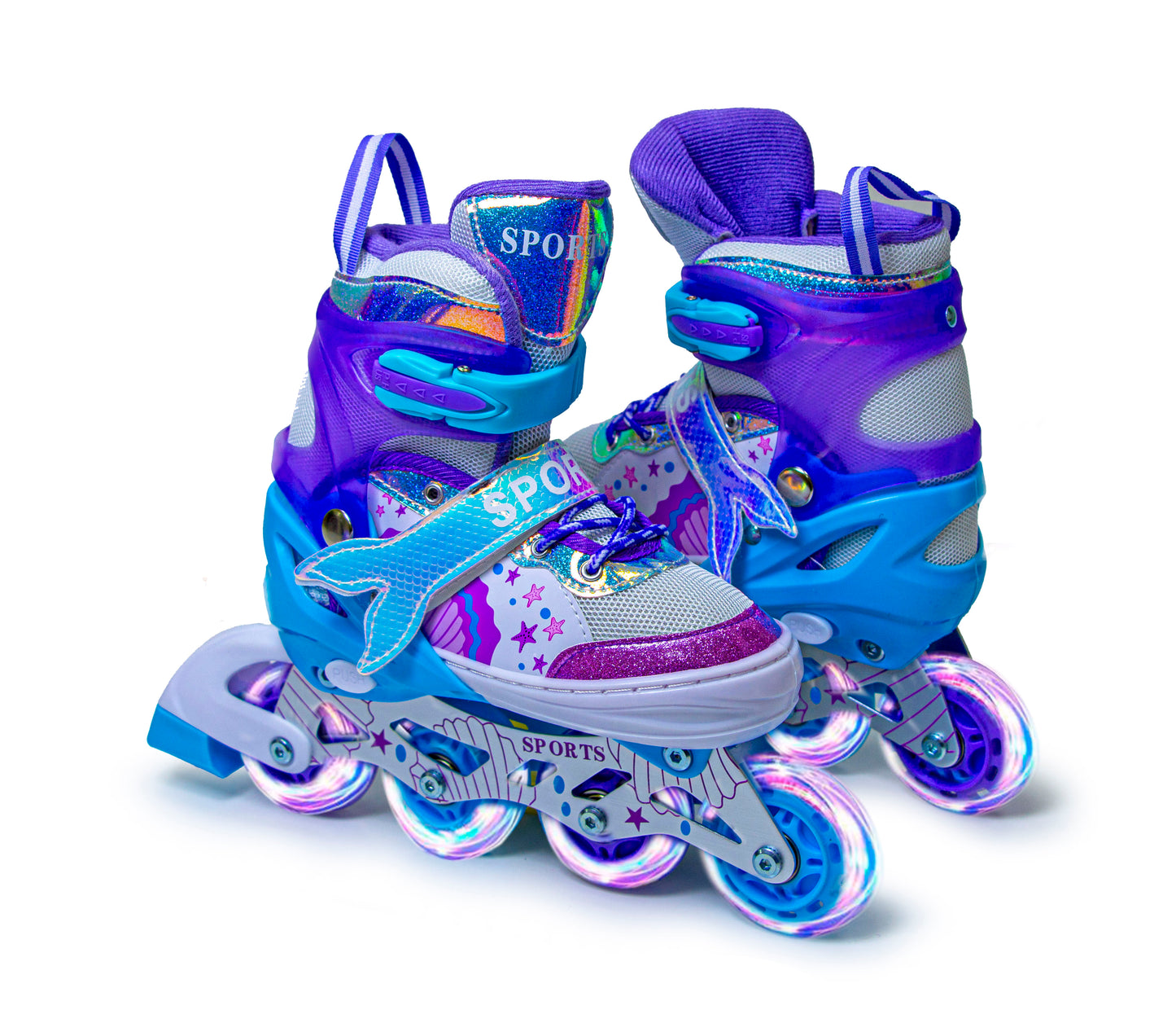 Mermaid Adjustable Inline Skates for Girls – Purple | Light-Up Wheels | Scale Sports
