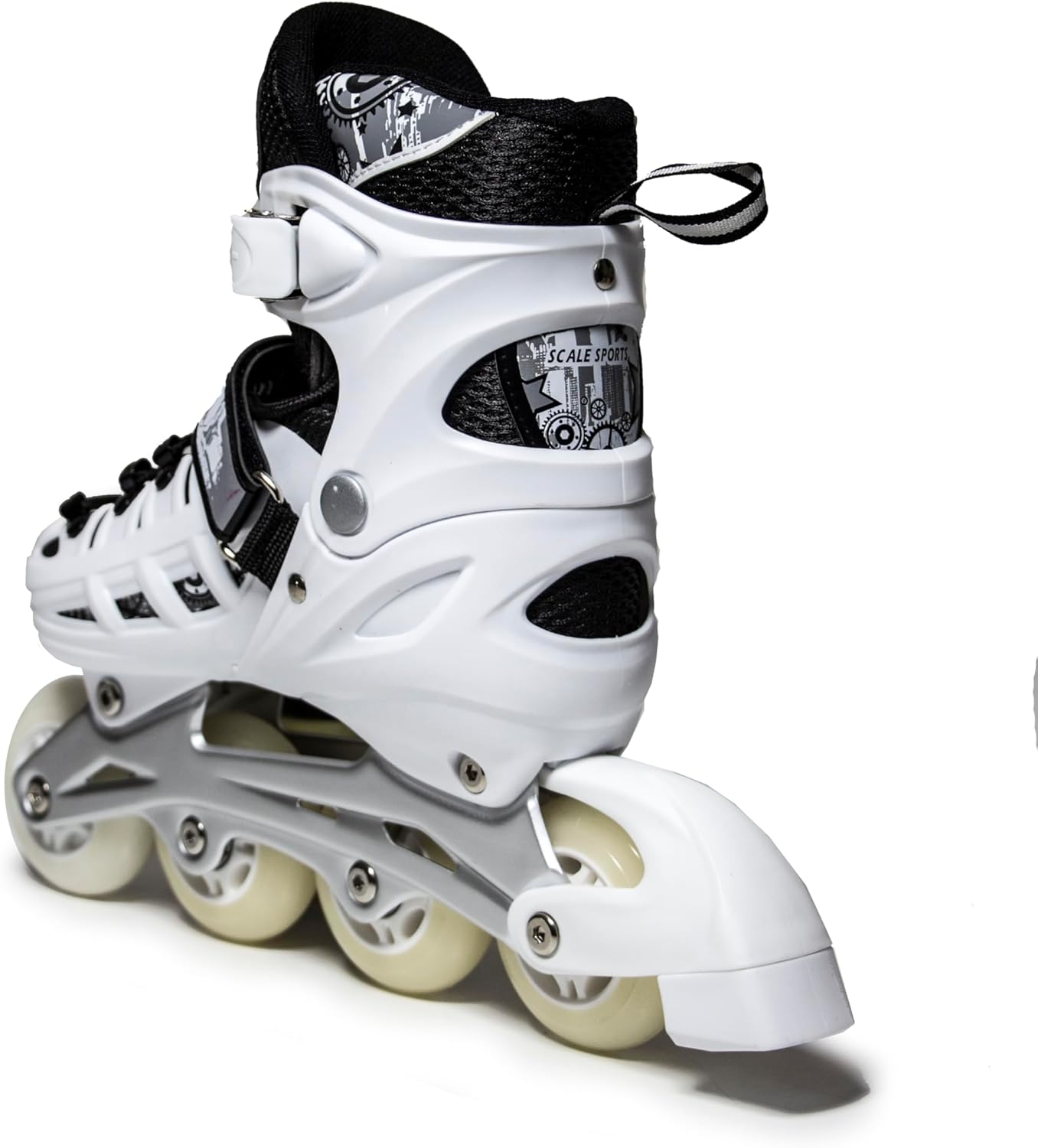 Scale Sports - Adjustuble Roller Skates with light up wheels for children and adults | White