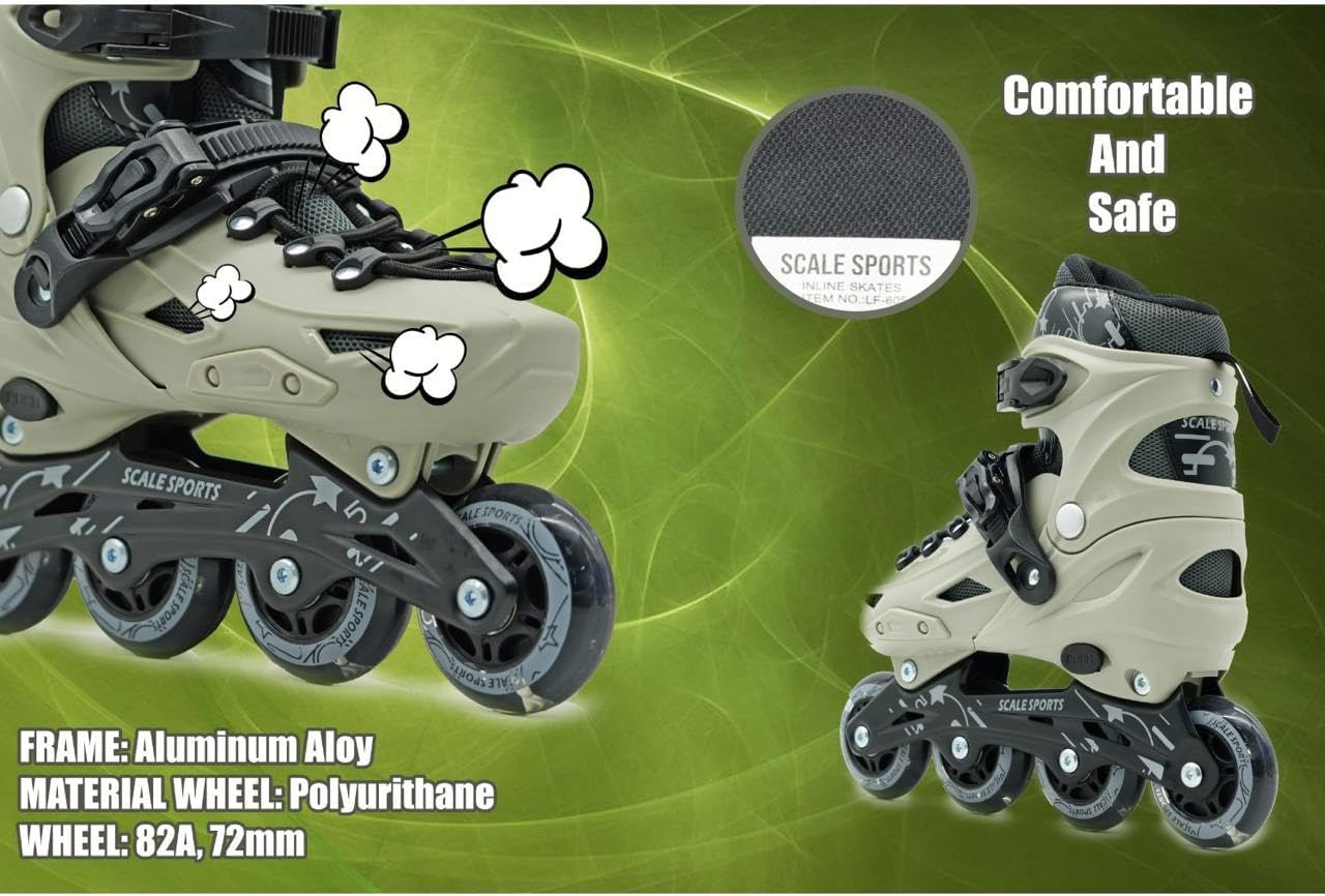 Scale Sports Adjustable Roller Skates with Light-Up Wheels | Gray