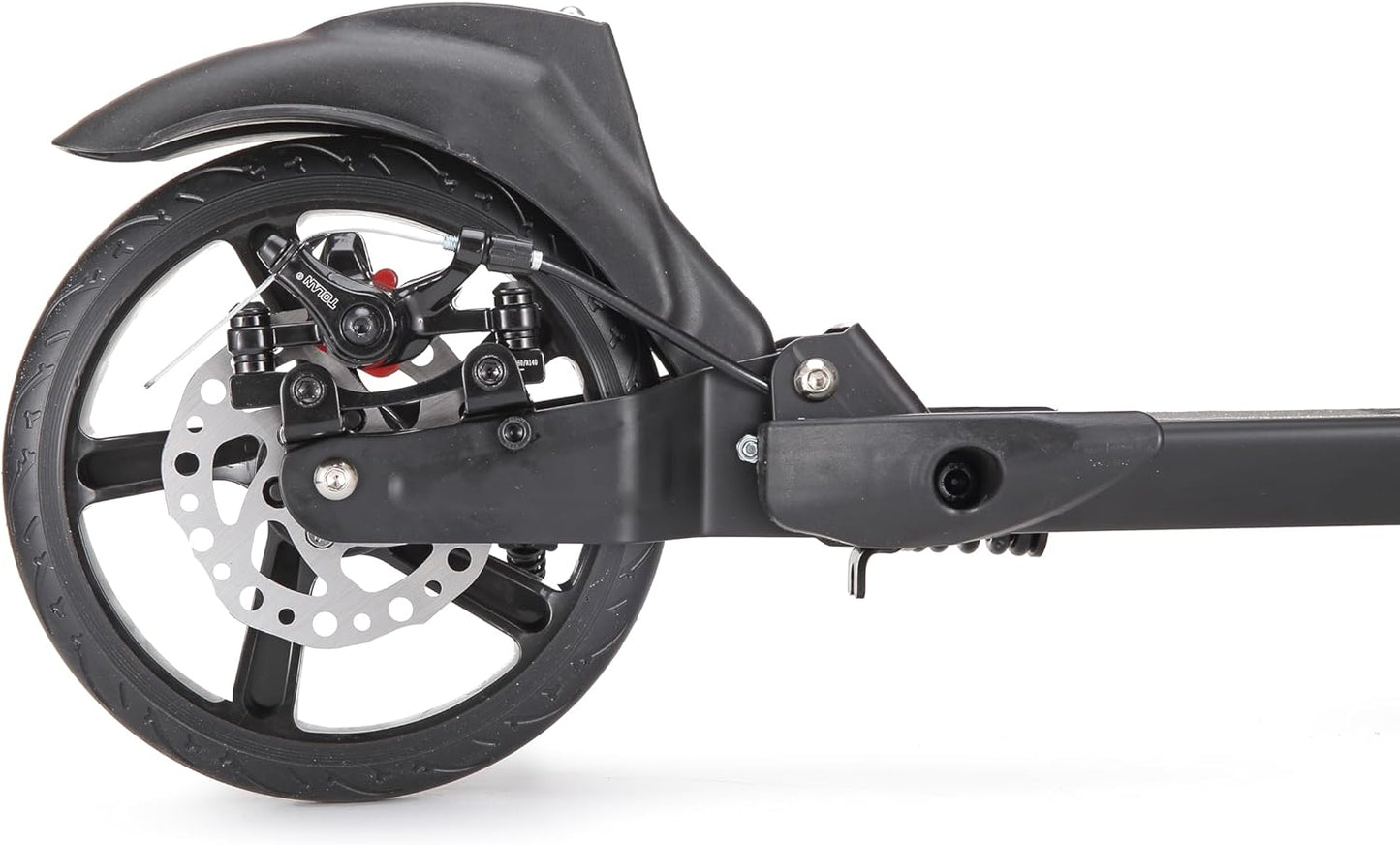 Scale Sports Black Kick Scooter – Folding, Adjustable for Kids & Adults, Disc Brake, Dual Suspension, 200mm Wheels