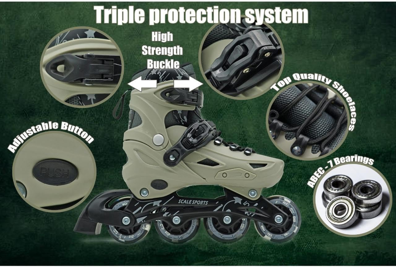 Scale Sports Adjustable Roller Skates with Light-Up Wheels | Gray
