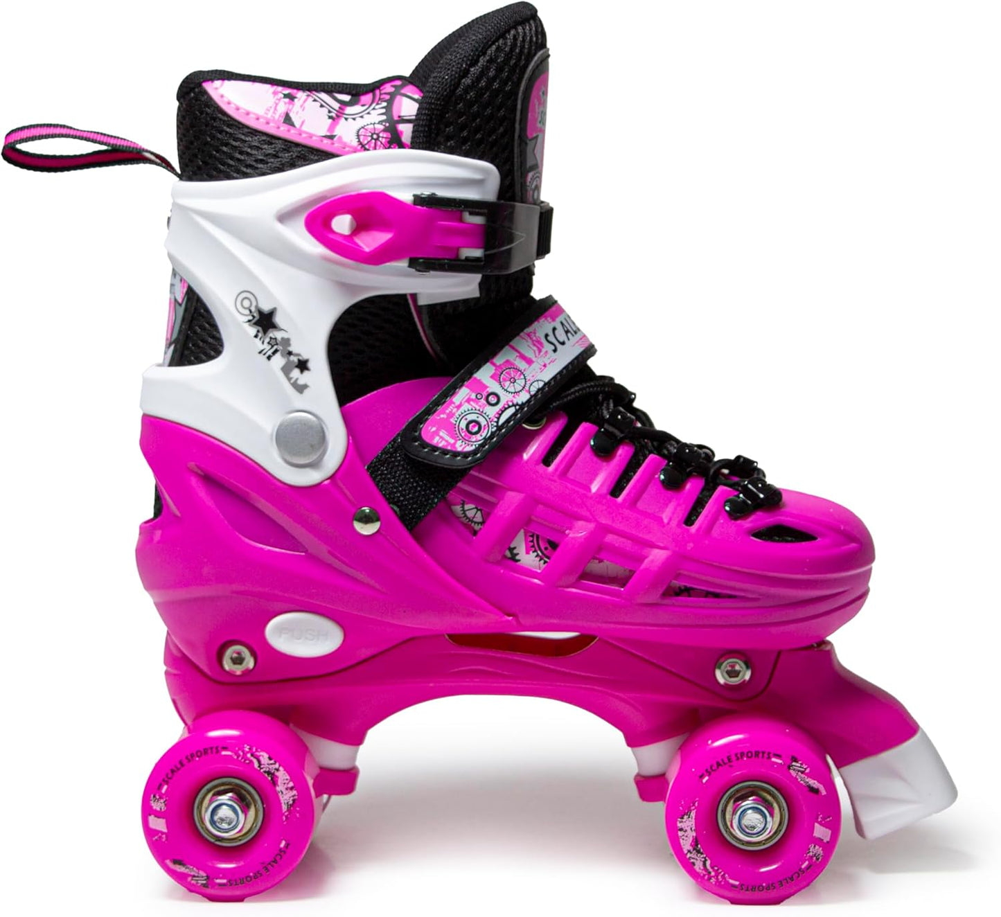 3 sizes Adjustable Quad Roller Skates for boys and girls | Pink