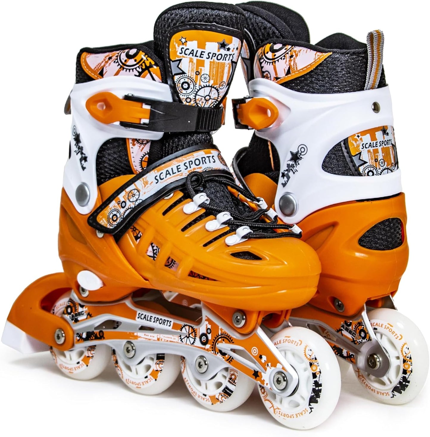 Scale Sports - Adjustuble Roller Skates with light up wheels for children and adults | Orange
