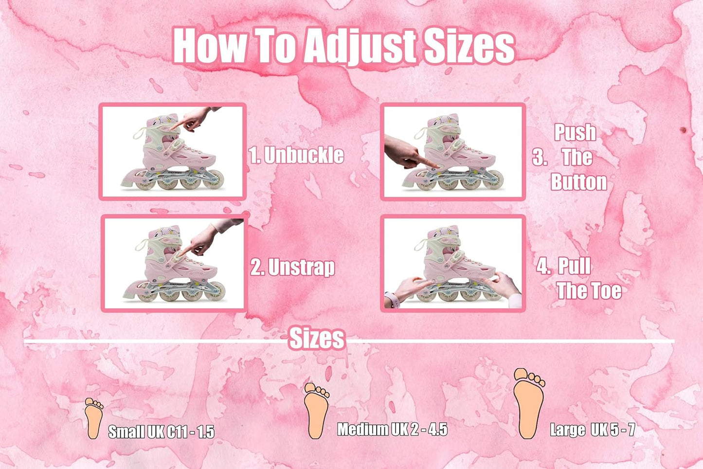 Scale Sports Adjustable Roller Skates with Light-Up Wheels | Pink