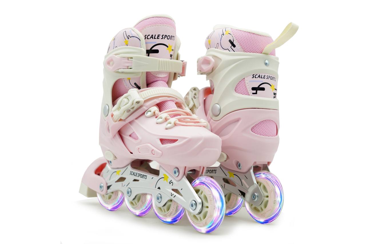 Scale Sports Adjustable Roller Skates with Light-Up Wheels | Pink