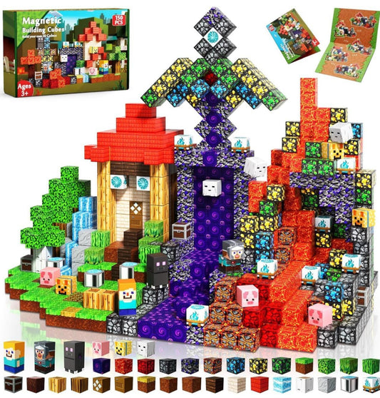 Magnetic Blocks for Kids Magnetic Cubes 150 PCS, Magnetic STEM Building for Kids Boys Girls Age 3+, Construction Toy Adventure Theme Set for Birthday Christmas