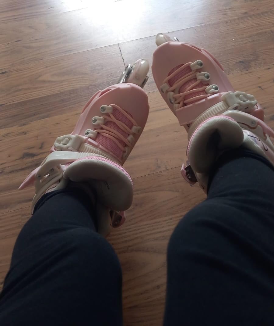 Review for Scale Sports Adjustable Roller Skates with Light-Up Wheels – Kids Inline Roller Skates for Children and Adults Pink