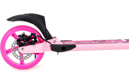 Scale Sports Pink Kick Scooter – Folding, Adjustable for Kids & Adults, Disc Brake, Dual Suspension, 200mm Wheels