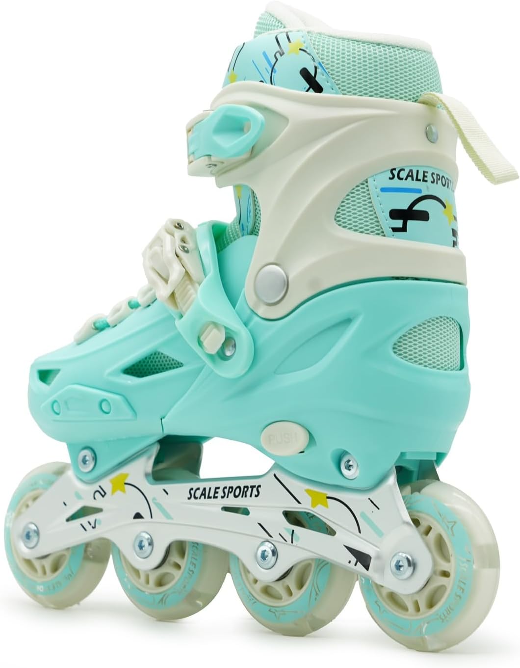 Scale Sports Adjustable Roller Skates with Light-Up Wheels – Kids Inline Roller Skates for Children and Adults Mint