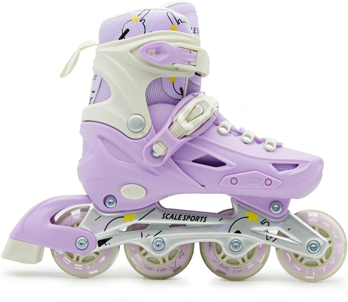Scale Sports Adjustable Roller Skates with Light-Up Wheels – Kids Inline Roller Skates for Children and Adults Purple