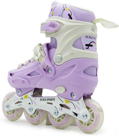 Scale Sports Adjustable Roller Skates with Light-Up Wheels – Kids Inline Roller Skates for Children and Adults Purple