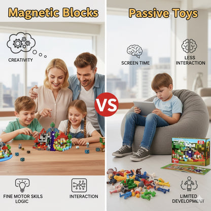 Magnetic Blocks for Kids Magnetic Cubes 150 PCS, Magnetic STEM Building for Kids Boys Girls Age 3+, Construction Toy Adventure Theme Set for Birthday Christmas