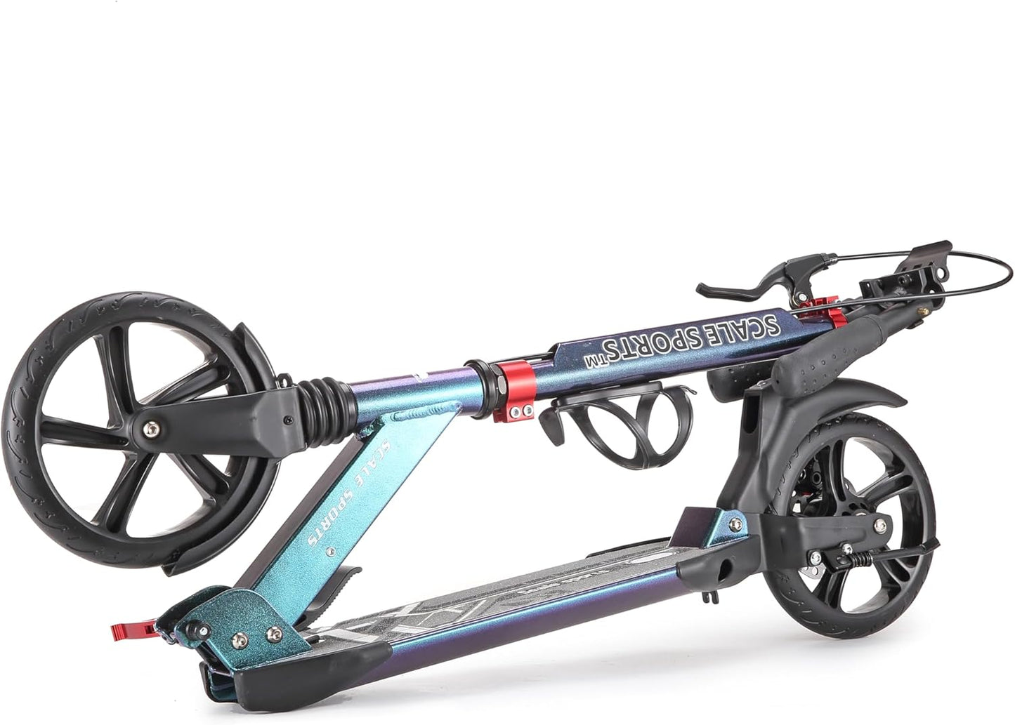 Scale Sports Chameleon Kick Scooter – Folding, Adjustable for Kids & Adults, Disc Brake, Dual Suspension, 200mm Wheels