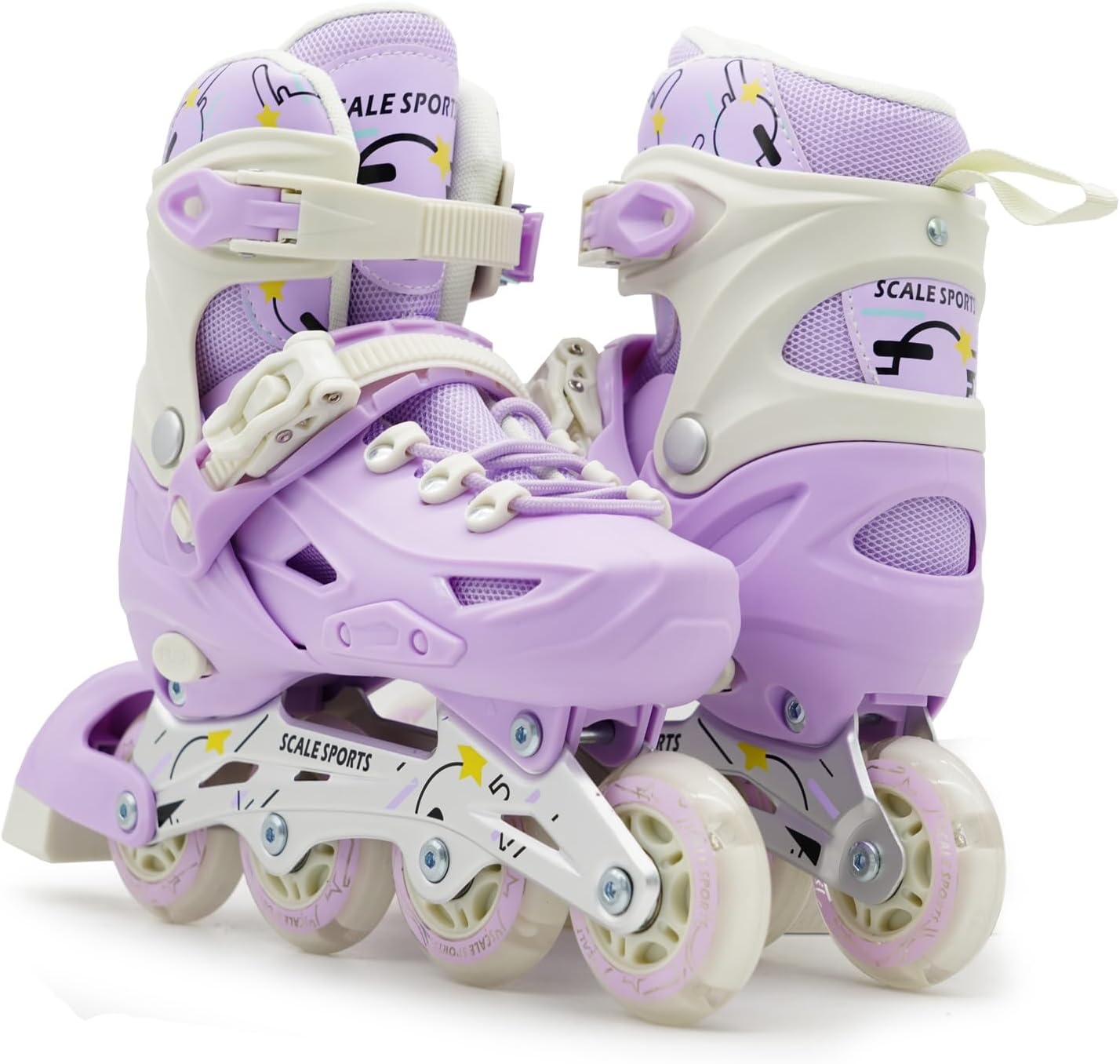 Scale Sports Adjustable Roller Skates with Light-Up Wheels – Kids Inline Roller Skates for Children and Adults Purple