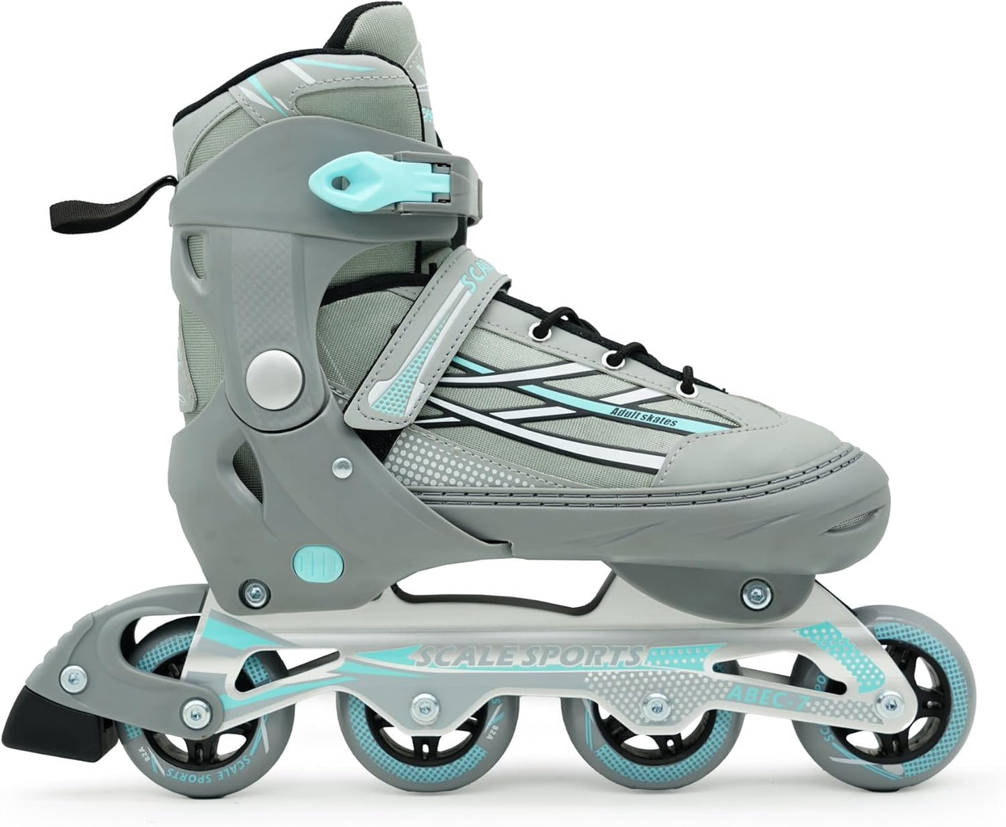 Adjustable Grey-Mint Inline Skates for Adults & Teens – Scale Sports 0935 (UK 7.5–9.5 | EU 41–44)