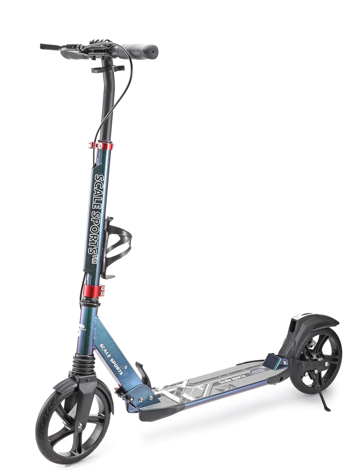Scale Sports Chameleon Kick Scooter – Folding, Adjustable for Kids & Adults, Disc Brake, Dual Suspension, 200mm Wheels