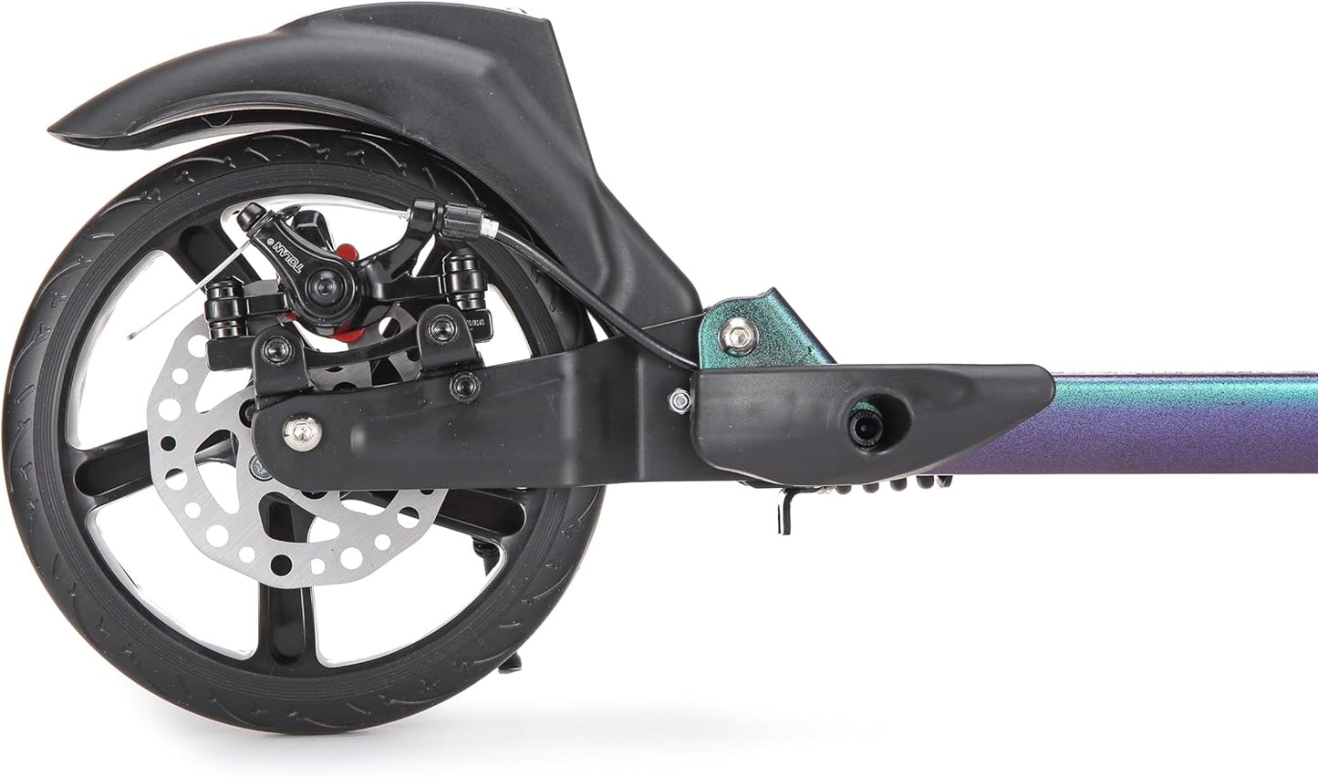 Scale Sports Chameleon Kick Scooter – Folding, Adjustable for Kids & Adults, Disc Brake, Dual Suspension, 200mm Wheels