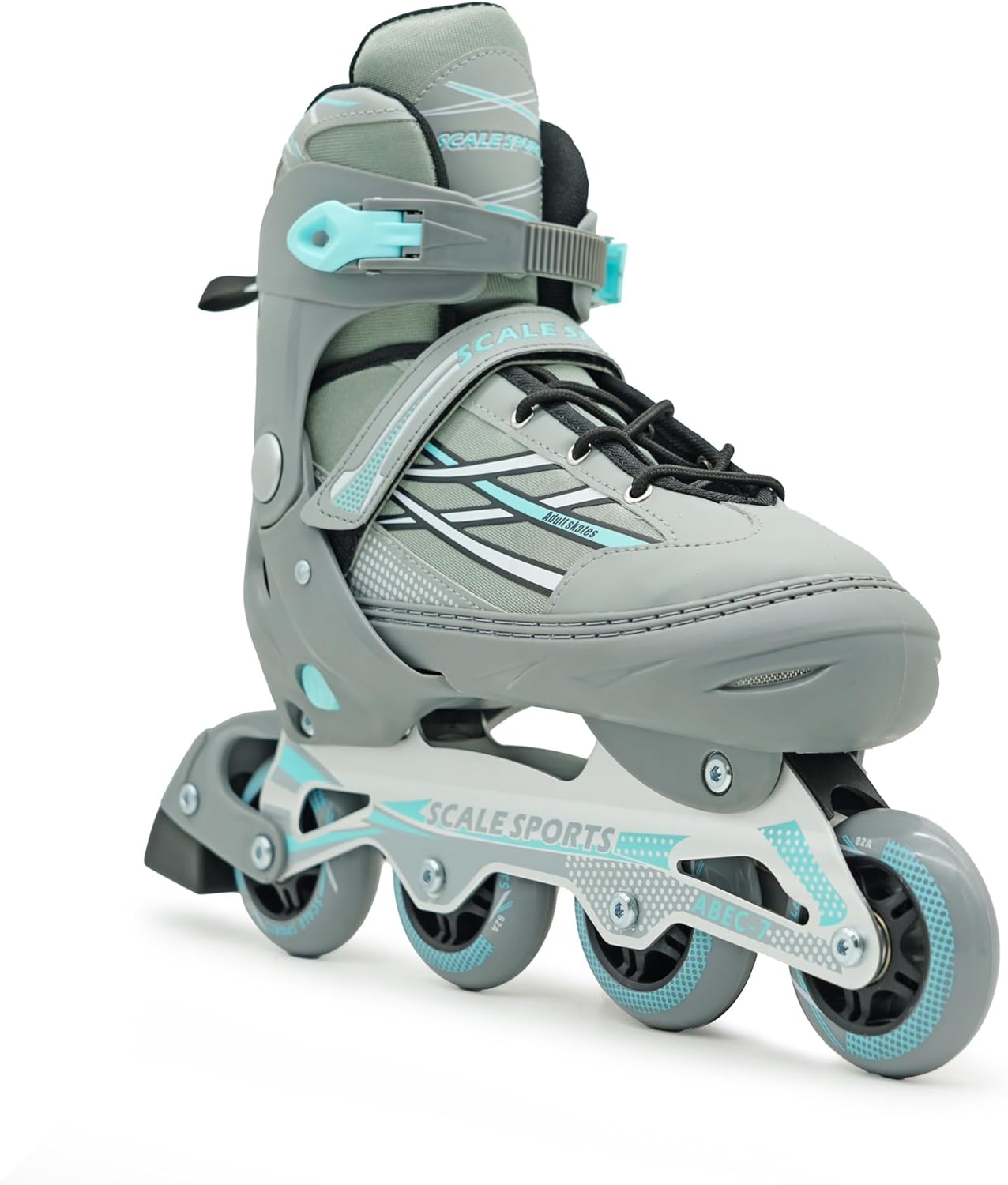 Adjustable Grey-Mint Inline Skates for Adults & Teens – Scale Sports 0935 (UK 7.5–9.5 | EU 41–44)
