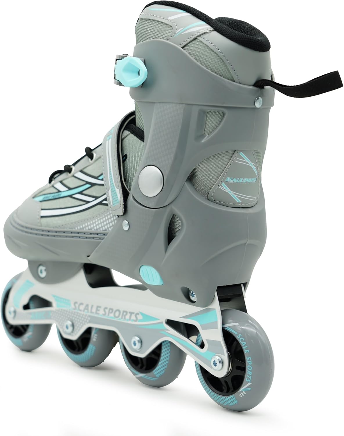 Adjustable Grey-Mint Inline Skates for Adults & Teens – Scale Sports 0935 (UK 7.5–9.5 | EU 41–44)