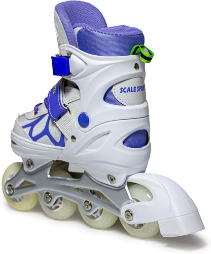 Purple Adjustable Inline Skates for Girls, Teens & Women – Scale Sports 601B | UK C11–7 (EU 30–41