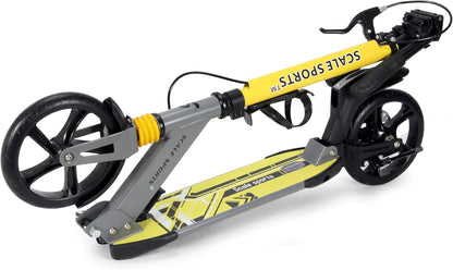 Scale Sports -Two Wheeled Folding 3 size Adjustable Kick Scooter for Kids | Yellow
