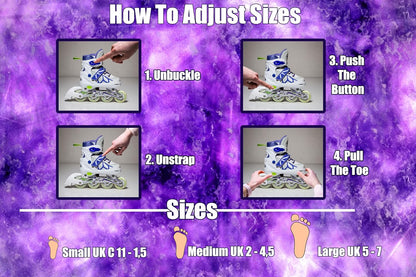 Purple Adjustable Inline Skates for Girls, Teens & Women – Scale Sports 601B | UK C11–7 (EU 30–41