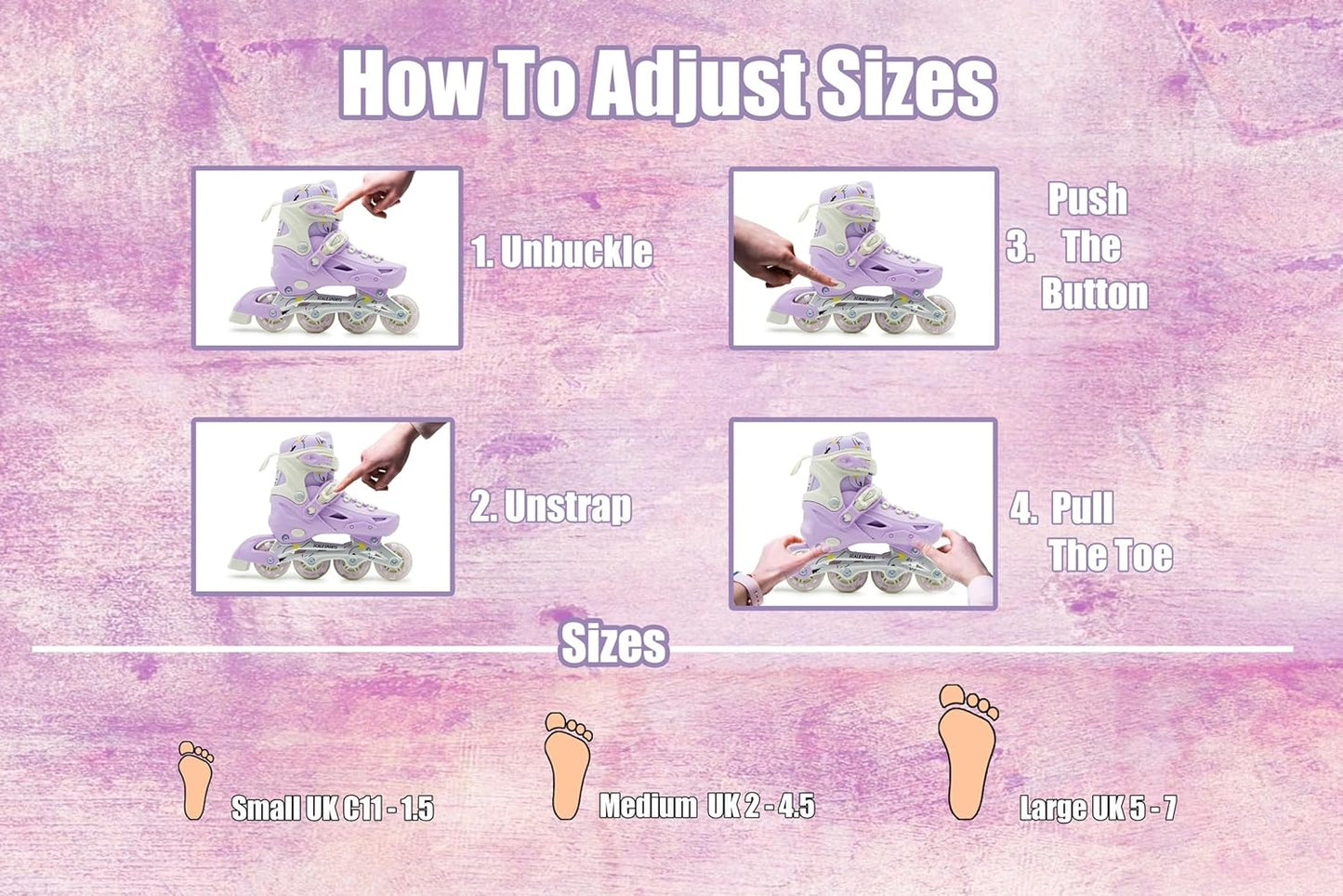 Scale Sports Adjustable Roller Skates with Light-Up Wheels – Kids Inline Roller Skates for Children and Adults Purple