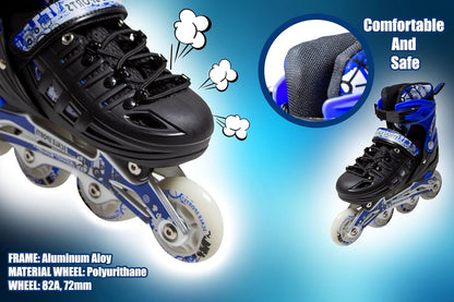 Scale Sports - Adjustuble Roller Skates with light up wheels for children and adults | Blue