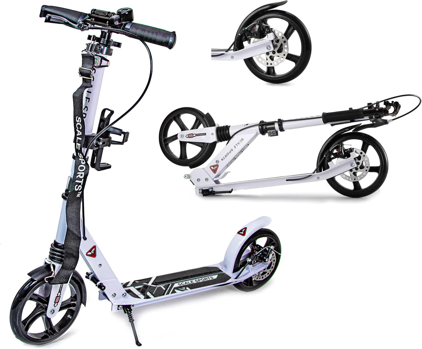 Scale Sports - Folding Kick Scooter for Adults | White