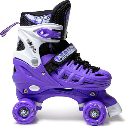 3 sizes Adjustable Quad Roller Skates for boys and girls | Purple