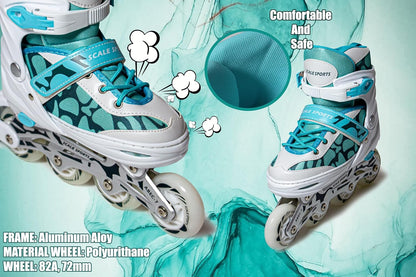 Mint Adjustable Inline Skates for Girls, Teens & Women – Scale Sports 601B | UK C11–7 (EU 30–41