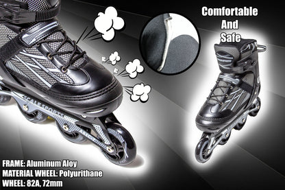Adjustable Black Inline Skates for Adults & Teens – Scale Sports 0935 (UK 7.5–9.5 | EU 41–44)