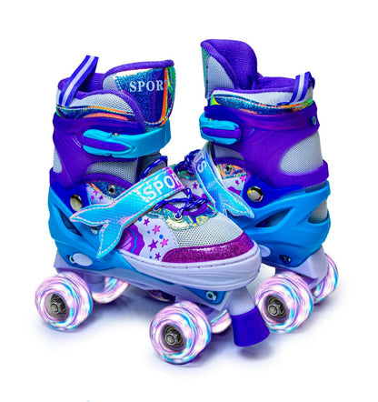 Scale Sports Girls' Mermaid Tail Roller Skates for Girls & Toddlers, Beginner Adjustable Skates with Light Up Wheels | Purple