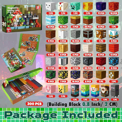 Magnetic Blocks for Kids Magnetic Cubes 300 PCS, Magnetic STEM Building for Kids Boys Girls Age 3+, Construction Toy Adventure Theme Set for Birthday Christmas